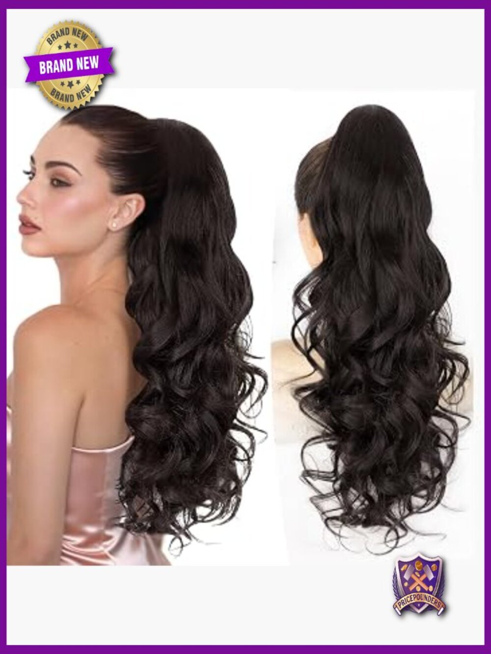 24 Inch Claw Clip Ponytail Extension Long Curly Wavy Hairpiece for Women